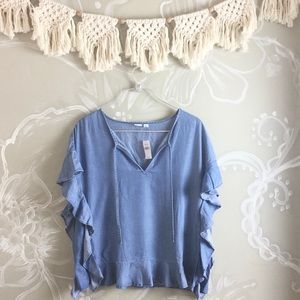 🌈Gap NEW Chambray Ruffle Top